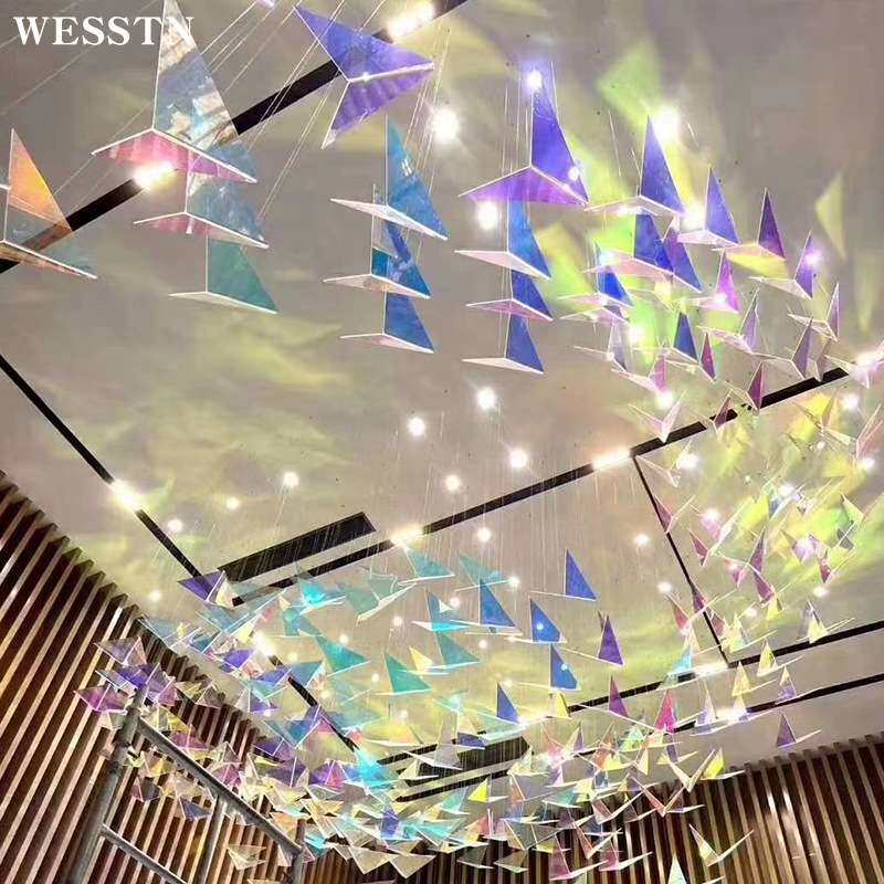 水晶编网吊灯云朵造型几何方形异形灯具酒店大堂售楼部沙盘灯