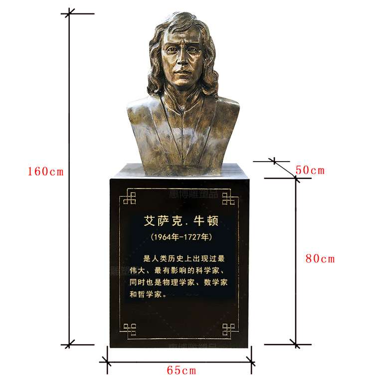 仿铜牛顿铸铜铜雕像生产加工厂家名人肖像人物半身像人物景观雕塑