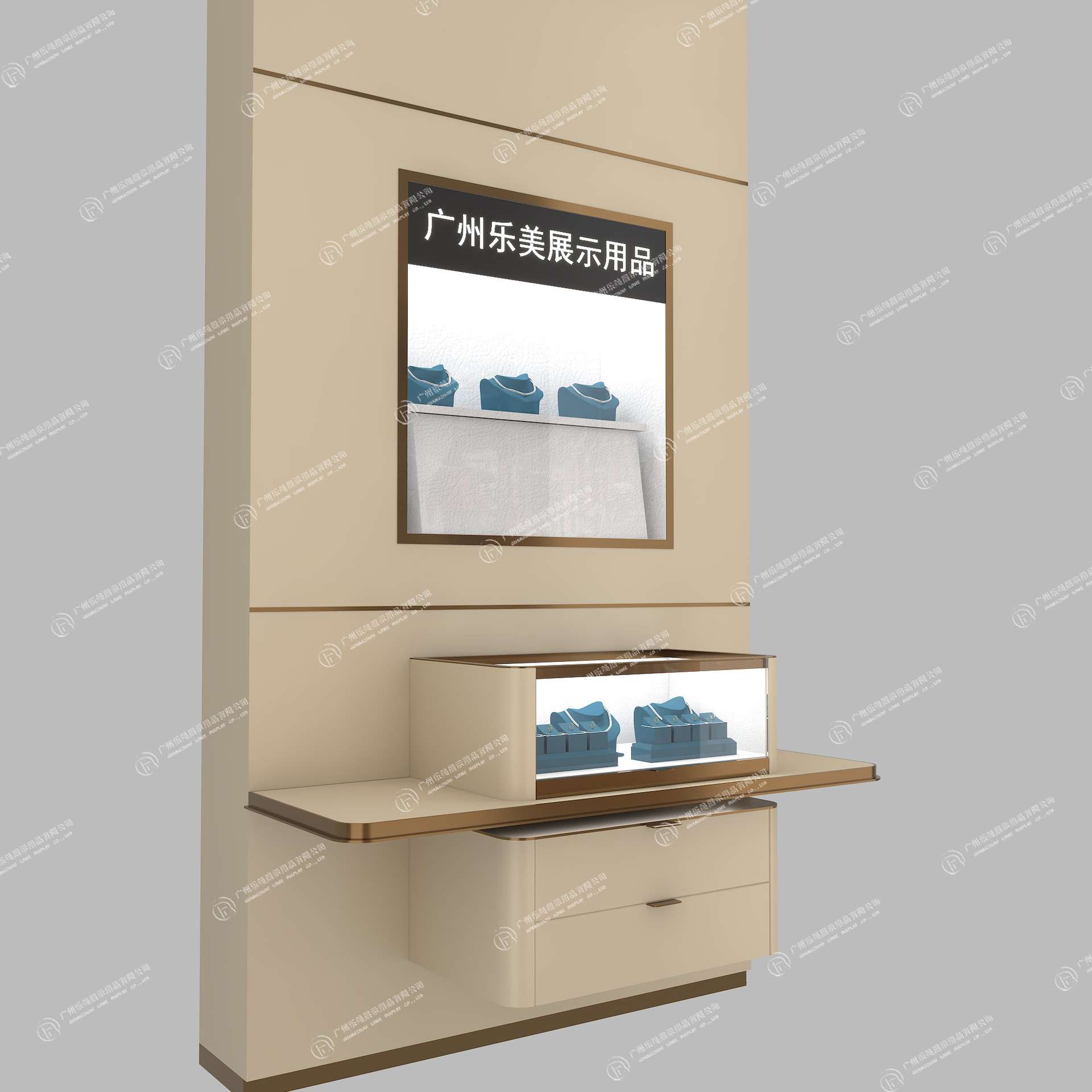 珠宝展示柜带灯金银首饰柜台陈列展柜饰品柜陈列靠墙珠宝柜台