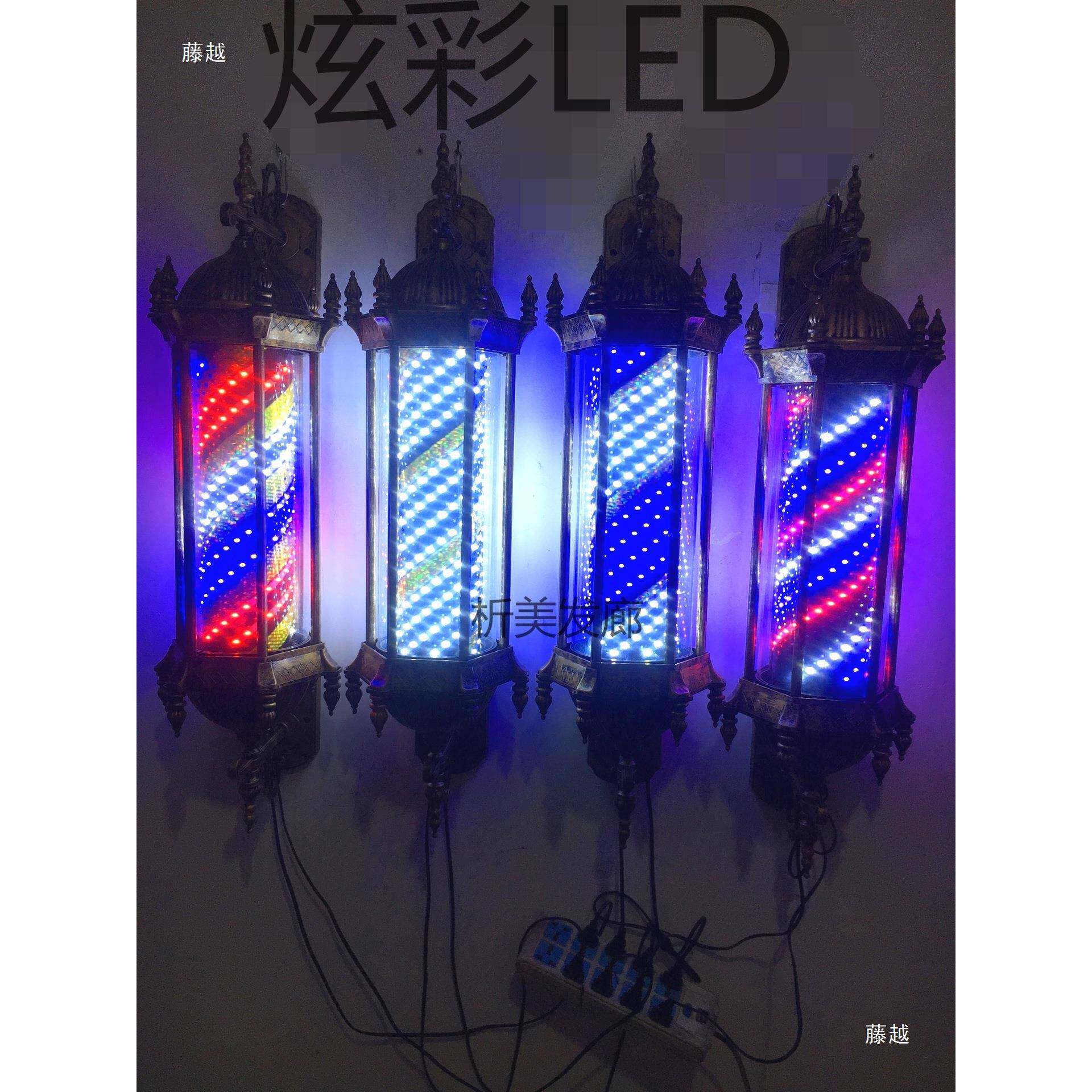 LED发廊美发转灯欧式复古罗马宫灯理发店挂壁旋转全彩灯箱