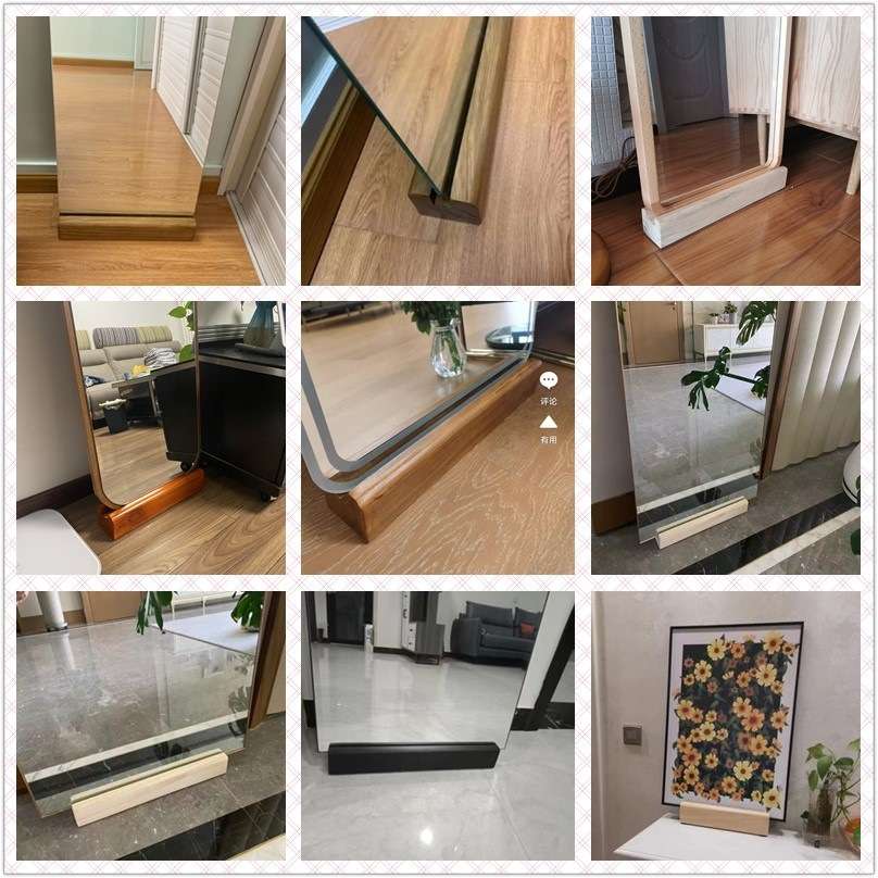 镜子底座可订全身镜底座支撑架画框固定垫落地镜防滑底座实木