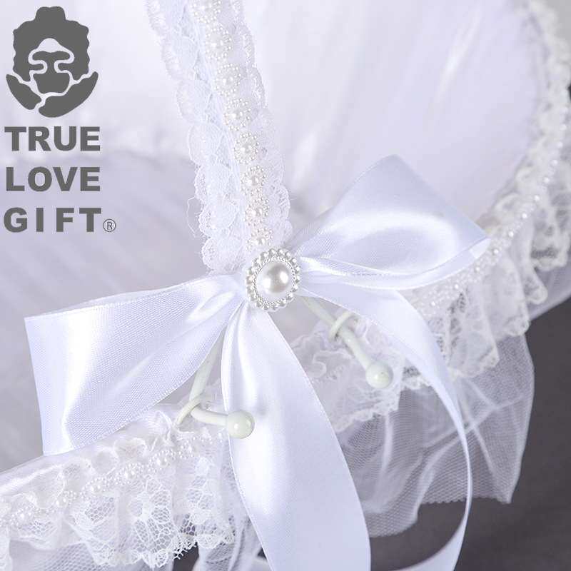 西式婚礼婚庆用品蛋形纸绳蕾丝花边缎带装饰白色花篮出口中东法国