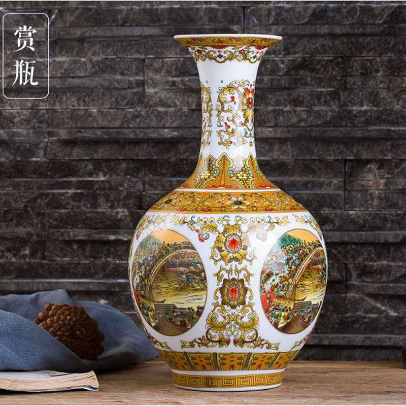 景德镇陶瓷器花瓶中式摆件插花器白色小瓷瓶酒柜工艺品家居装饰品