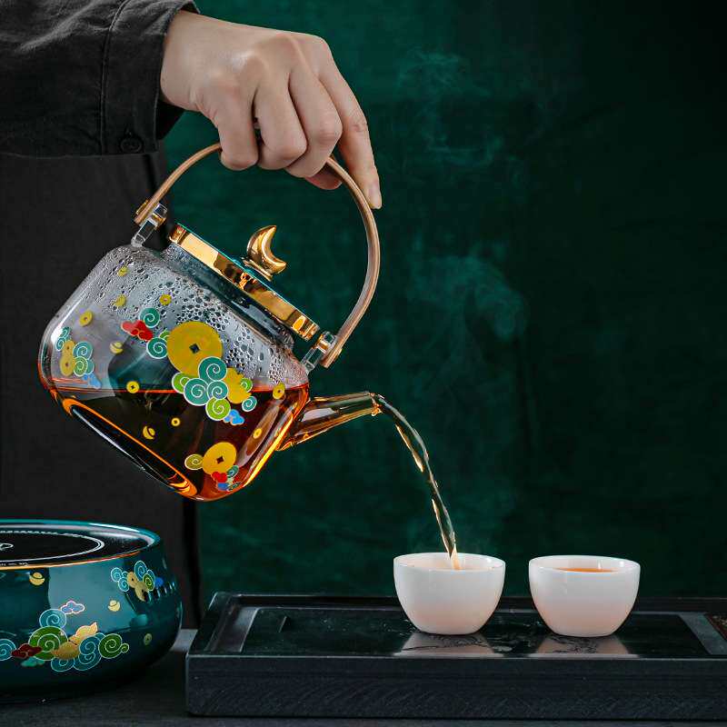 高硼硅耐热玻璃茶壶过滤黑茶煮茶器蒸茶器陶瓷电陶炉家用茶炉国潮