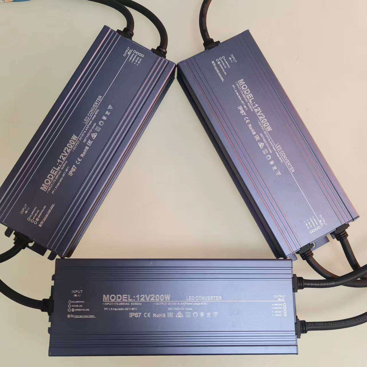 LED防雨电源驱动12v200w室外灯带电源恒压电源LED防雨防水电源