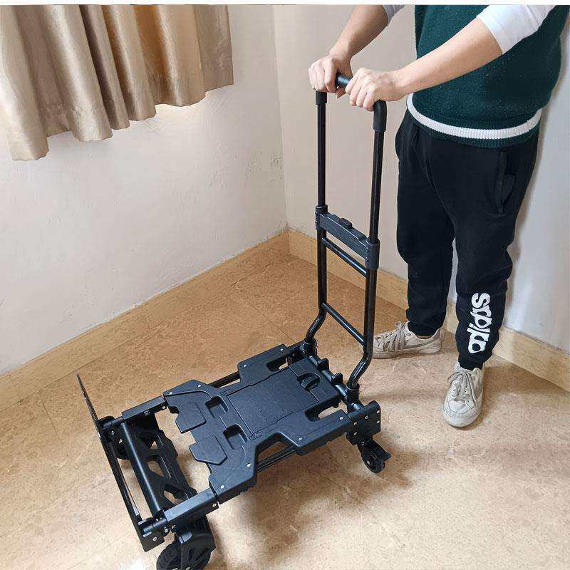 推物车平板车家用拖车小手拉车搬运车购车拉货车便携买菜车折叠