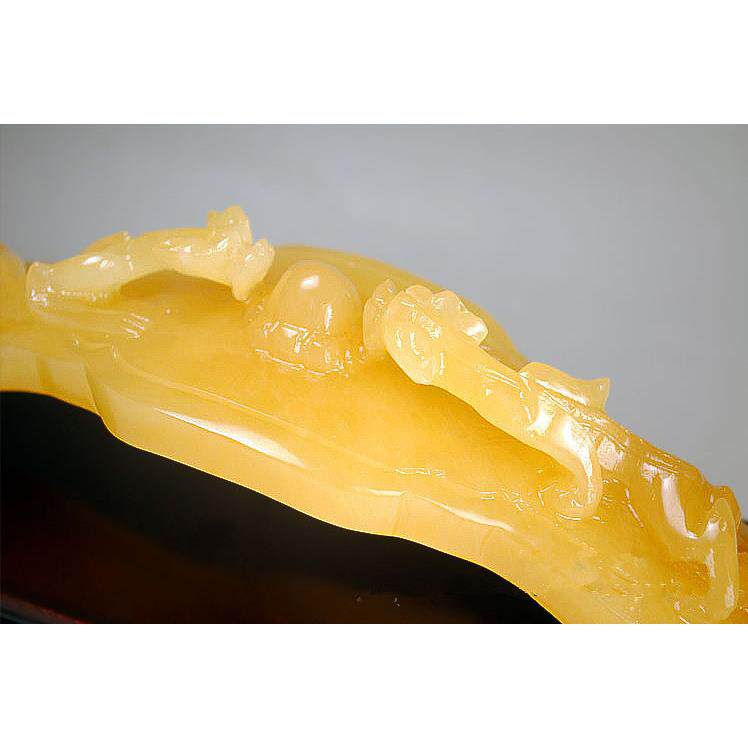 米黄玉如意摆件玉器工艺品客厅摆件装饰品黄玉如意摆件