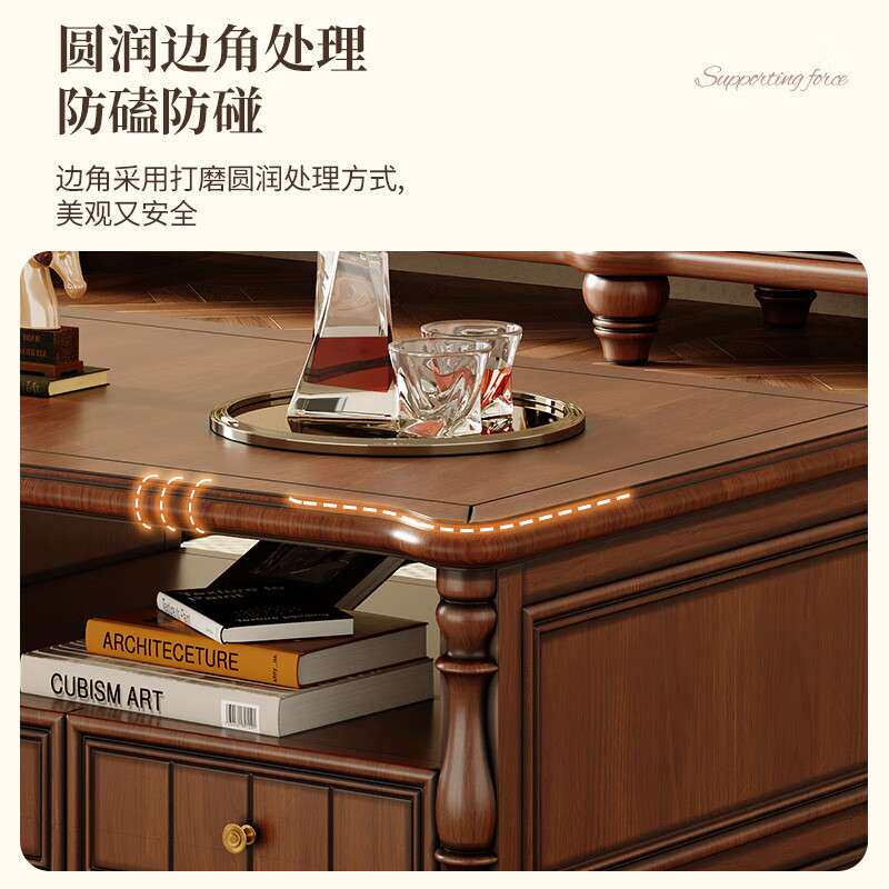 美式复古乡村实木电视柜茶几组合客厅桃心花木家具现代简约落地柜