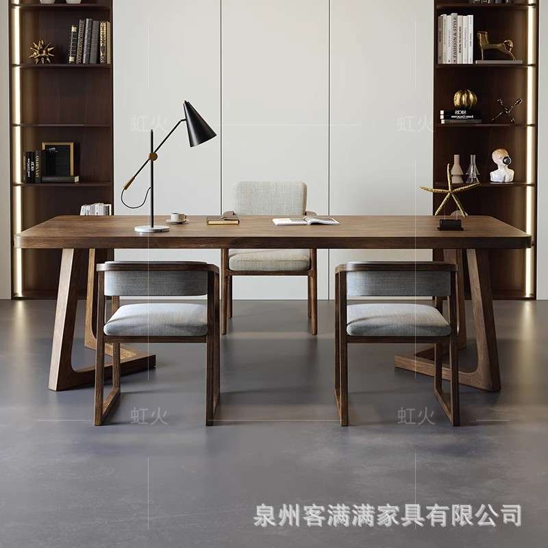 实木书桌客厅一体大长桌书房中式长条桌家用书法桌简约现代办公桌