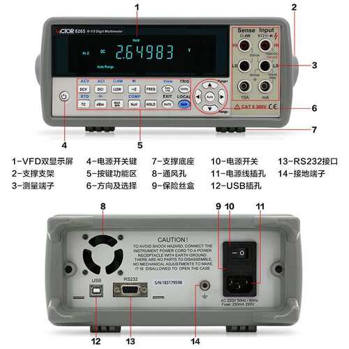 胜利VC8145C/VC8246A/VC8246B/VC8265高精度五位半台式数字万用表