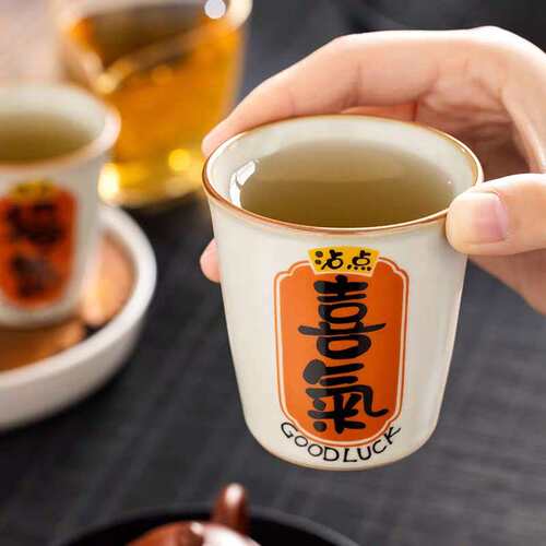 汝窑对联茶杯主人杯男款个人专用大容量可乐杯开片可养单杯