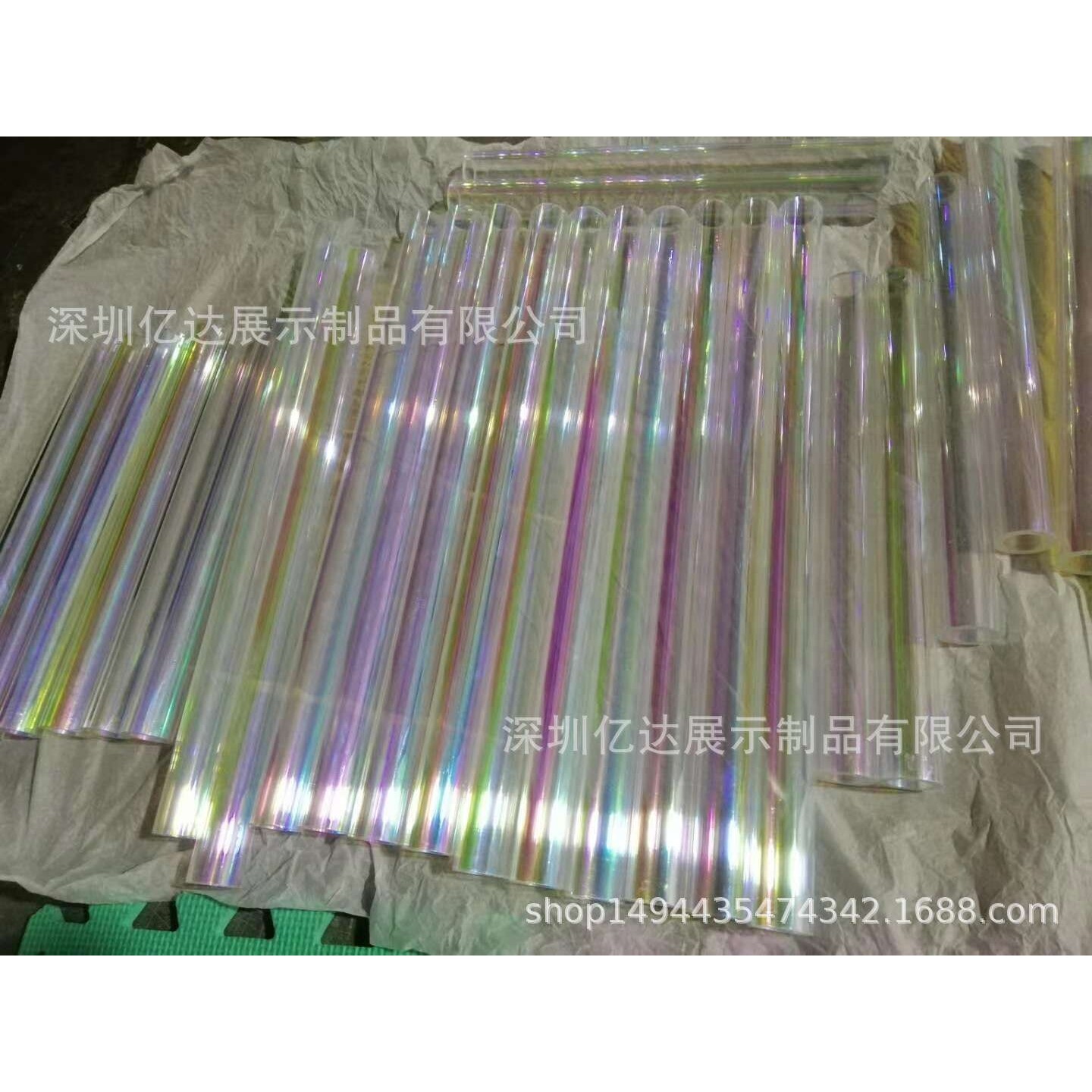 亚克力炫彩装饰圆柱体空心圆管有机玻璃炫彩幻彩空心圆柱美陈装饰