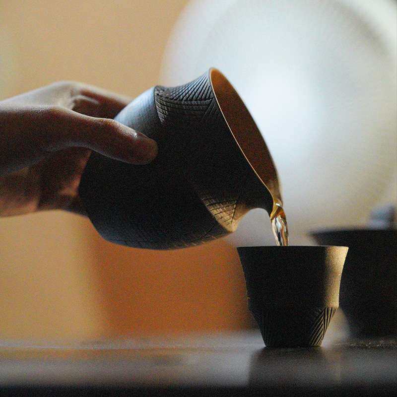 束刻紫砂全手工刻绘公道杯均杯家用加厚耐热茶海分茶器茶具配件