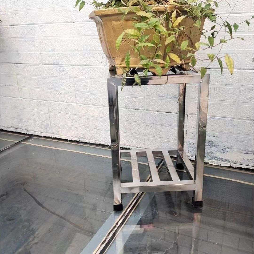 不锈钢花架落地加厚加粗四脚不锈钢置物浴室洗浴凳防滑多用花架子