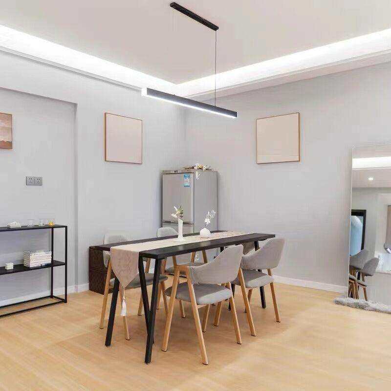北欧黑色实木餐桌长方形现代简约小户型家用办公电脑工作书饭台椅