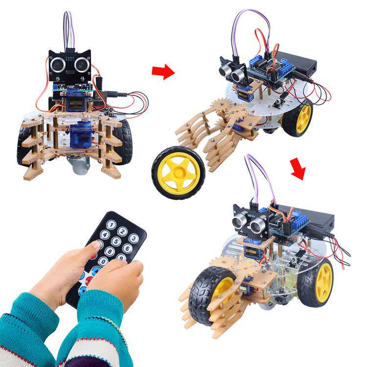 兼容Arduino uno 智能机器人汽车套件 机械手臂遥控取物小车套件
