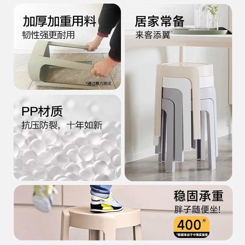 塑料凳子加厚家用餐桌熟胶凳简约高板凳北欧客厅靠背方圆风车登子
