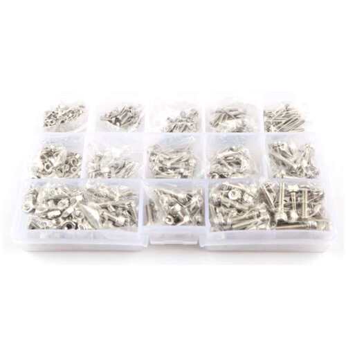 480pcs304不锈钢 M2M3M4圆柱头内六角螺丝螺母组合螺丝套装