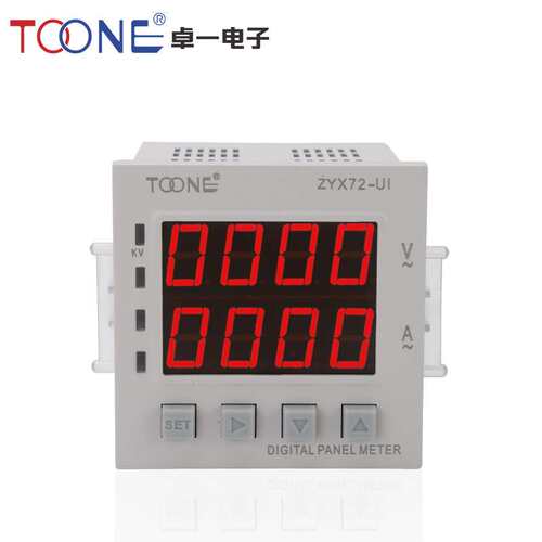 卓一单相交流数显智能电流电压组合表ZYX72-UI/SX72*72AV电力仪表