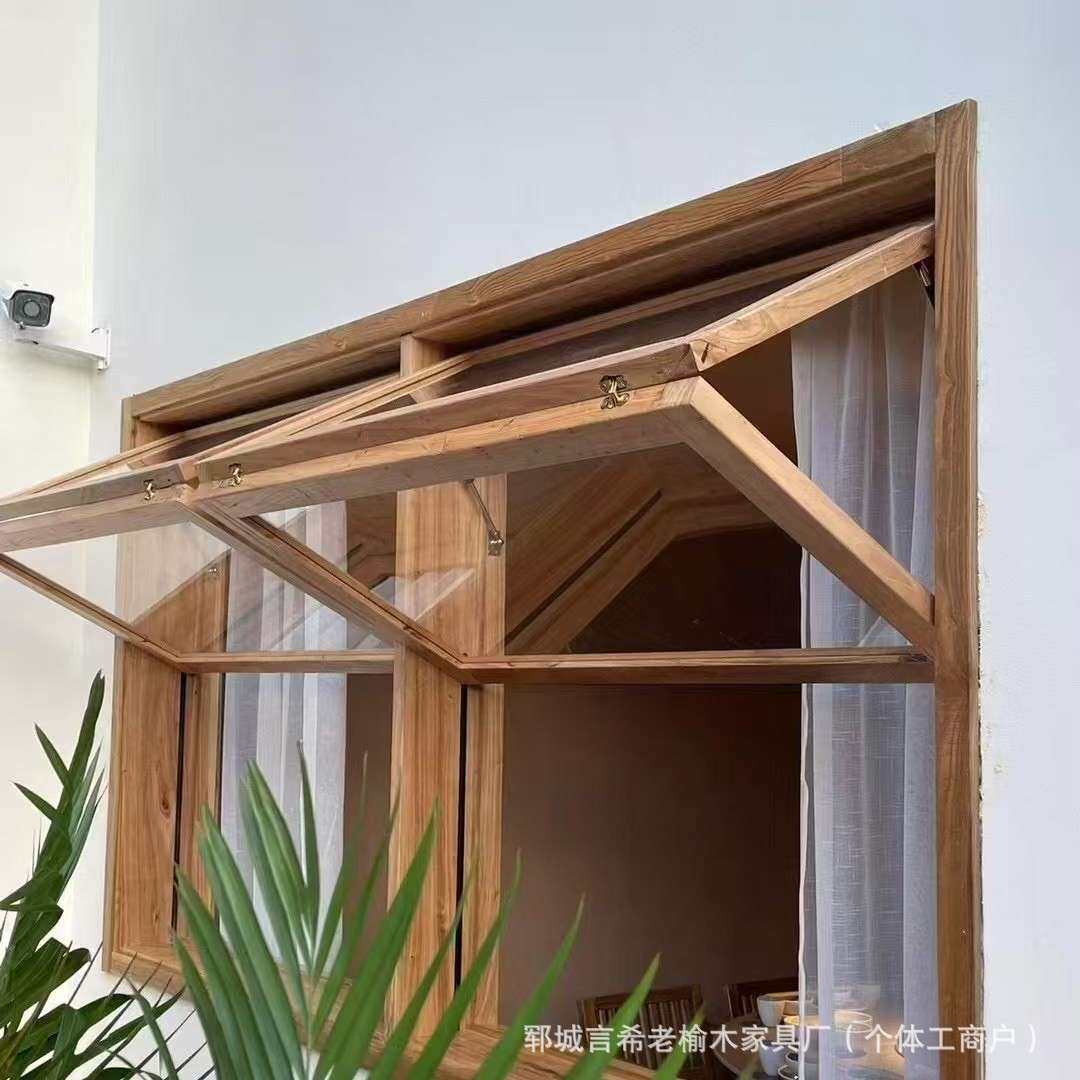 实木老式推拉窗做旧复古门窗平开对开格子窗框复古庭院店铺门窗