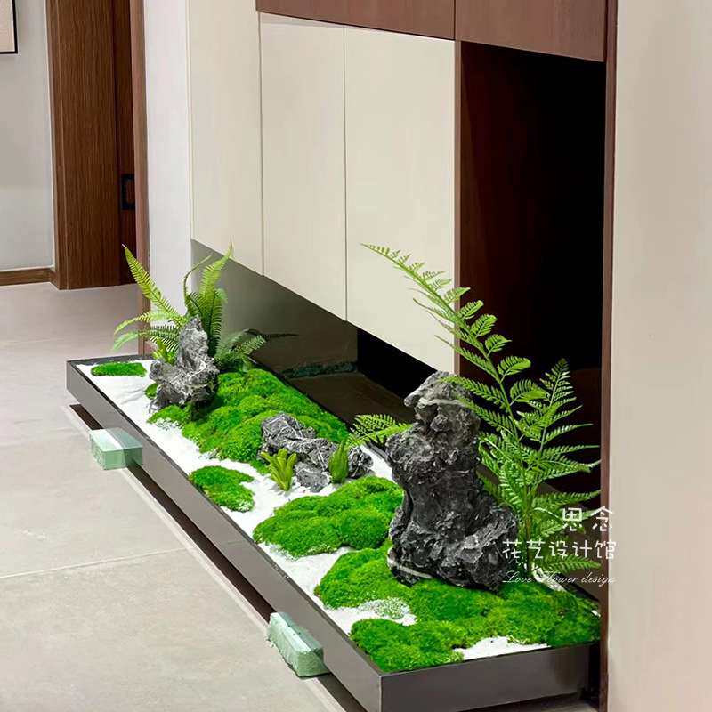 绿植盆景摆件植物装饰新中式日系花槽苔藓石子室内设计