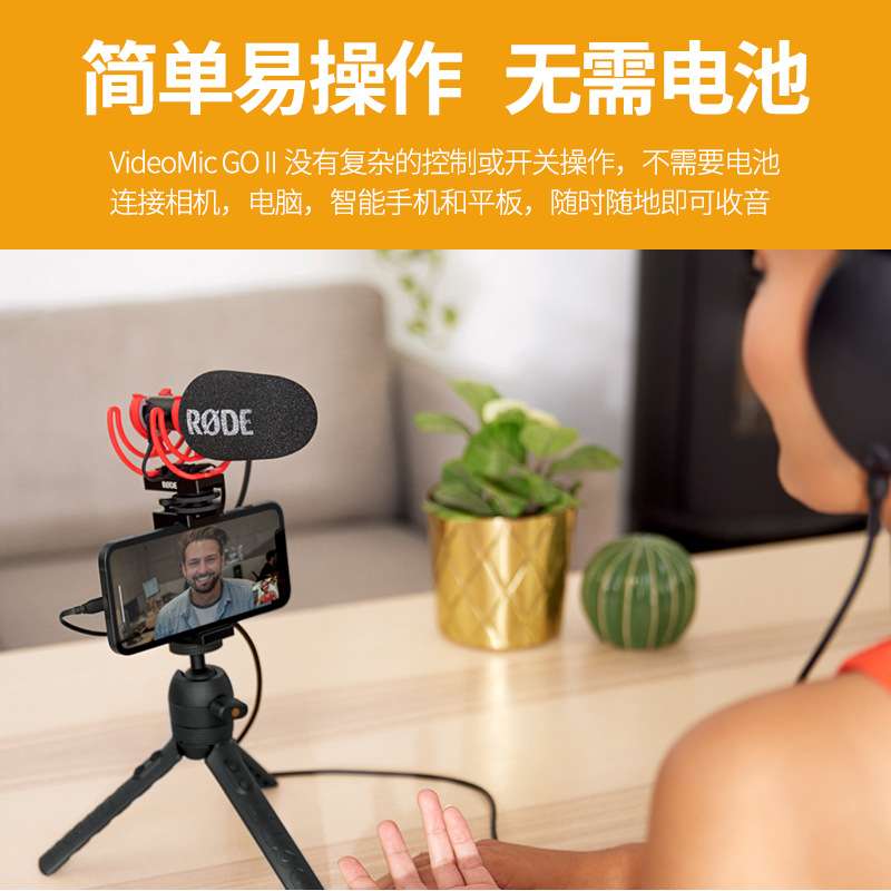 RODE 罗德VideoMic Go II麦克风专业指向定向采访话筒单一件代发