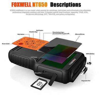 FOXWELL NT650 elite OBD2 Automotive ScannerABS SRS DPF保养仪