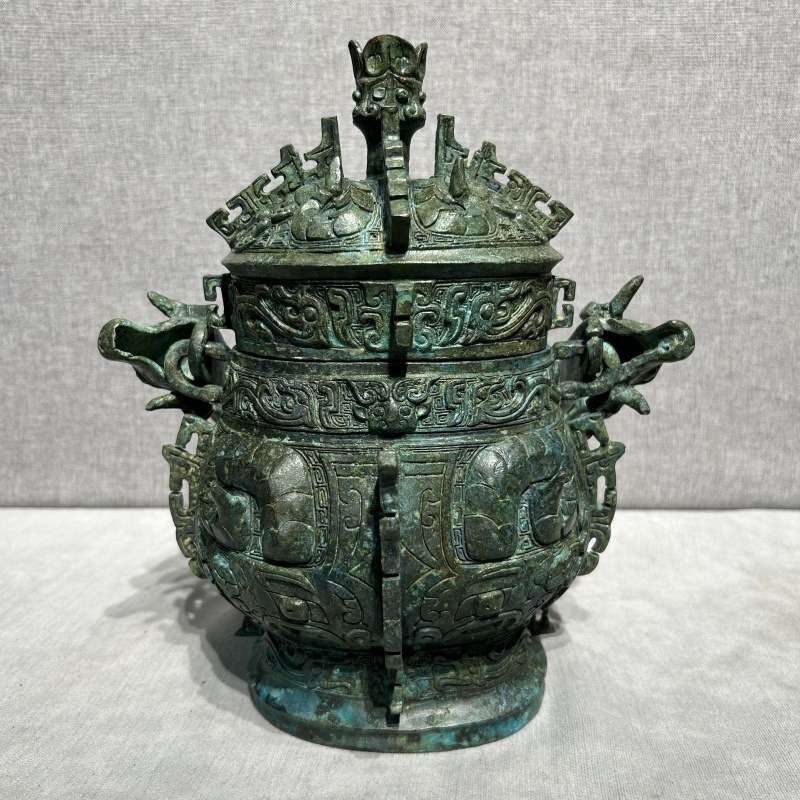 提梁卣仿古青铜器工艺品博古架办公桌面摆件厂家直销 制作复古