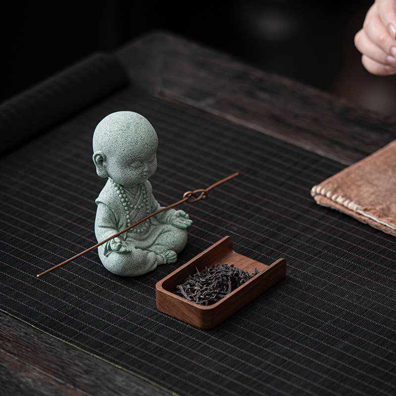 国风青砂石头小如来茶宠车载摆件创意可爱小和尚茶具茶道茶玩配件