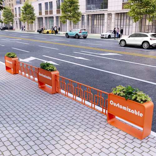 城市道路护栏花箱市政绿化围栏铁艺花槽隔断售楼处商业街外摆花坛