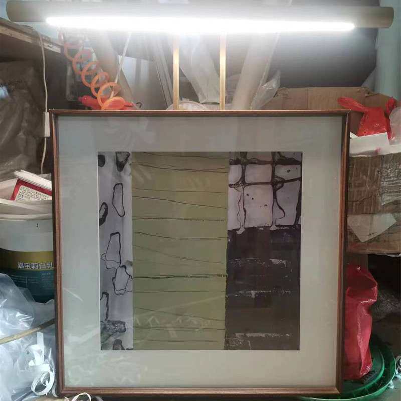 中古氛围灯光挂画轻奢客厅书房玄关装饰画不锈钢售楼处立体装置画