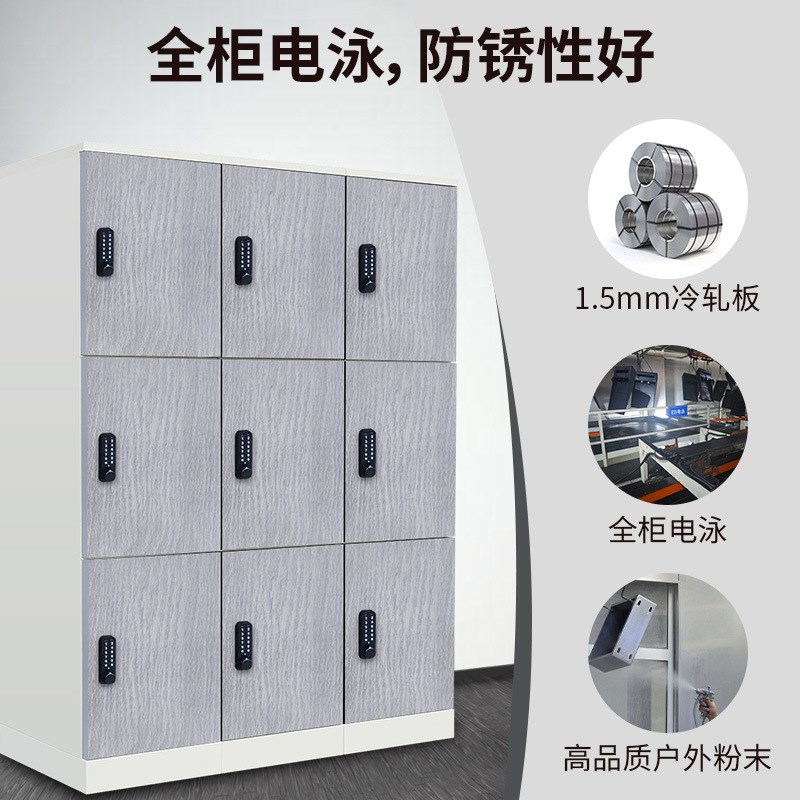 电子密码柜锁家j用办公仿木纹刷卡储物柜金属智能家具拼装智能柜