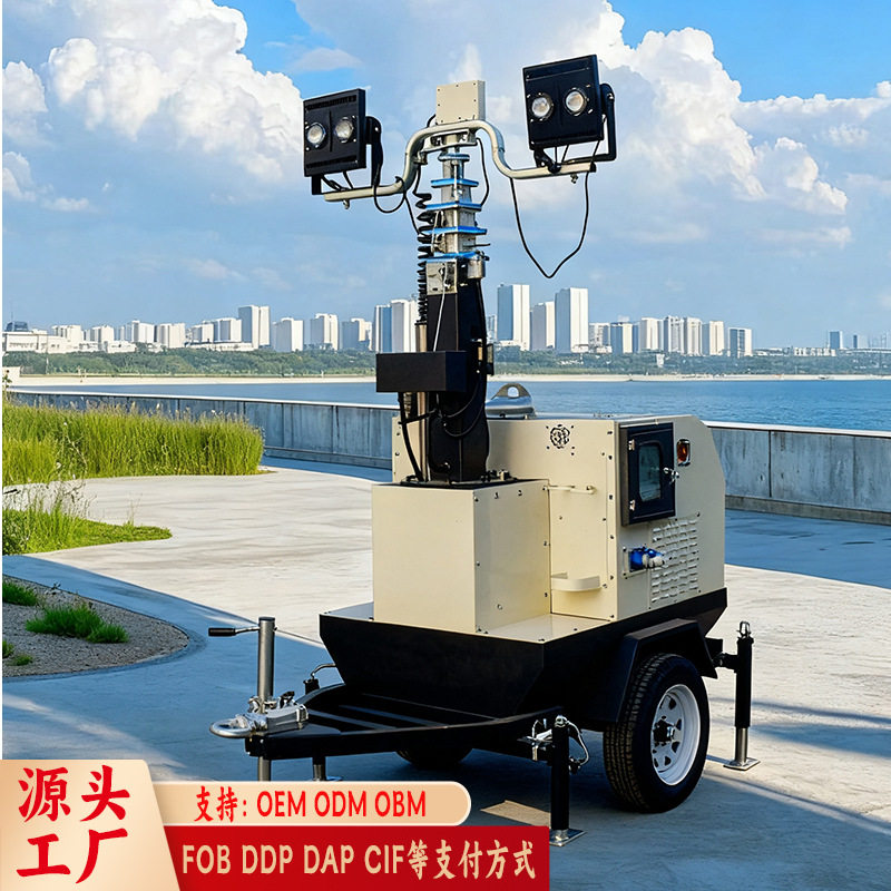 进口发动机全液压自动升降移动照明车道路抢修机场施工应急照明灯
