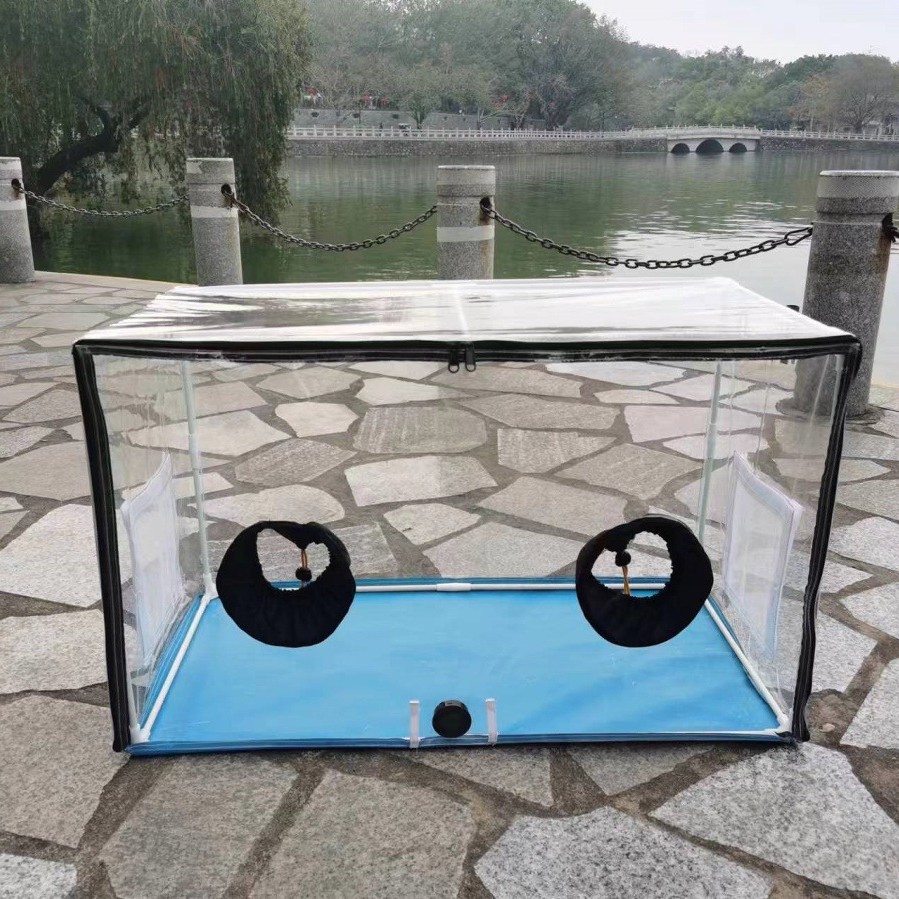 蘑菇种植蓝色防水静气盒便携式蘑菇植物种植箱-升级版配防虫纱窗