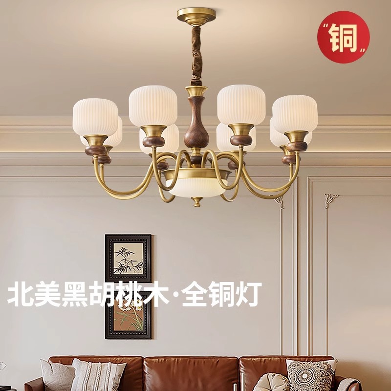 全铜法式中古风客厅吊灯北美