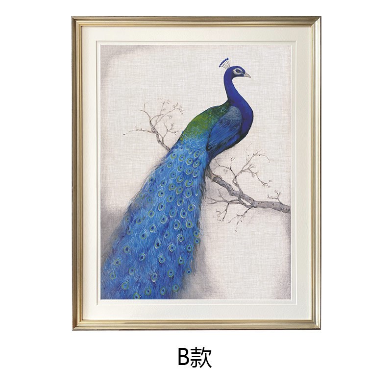孔雀玄关装饰画美式客q厅装饰画现代美式挂画餐厅装饰画客厅三联