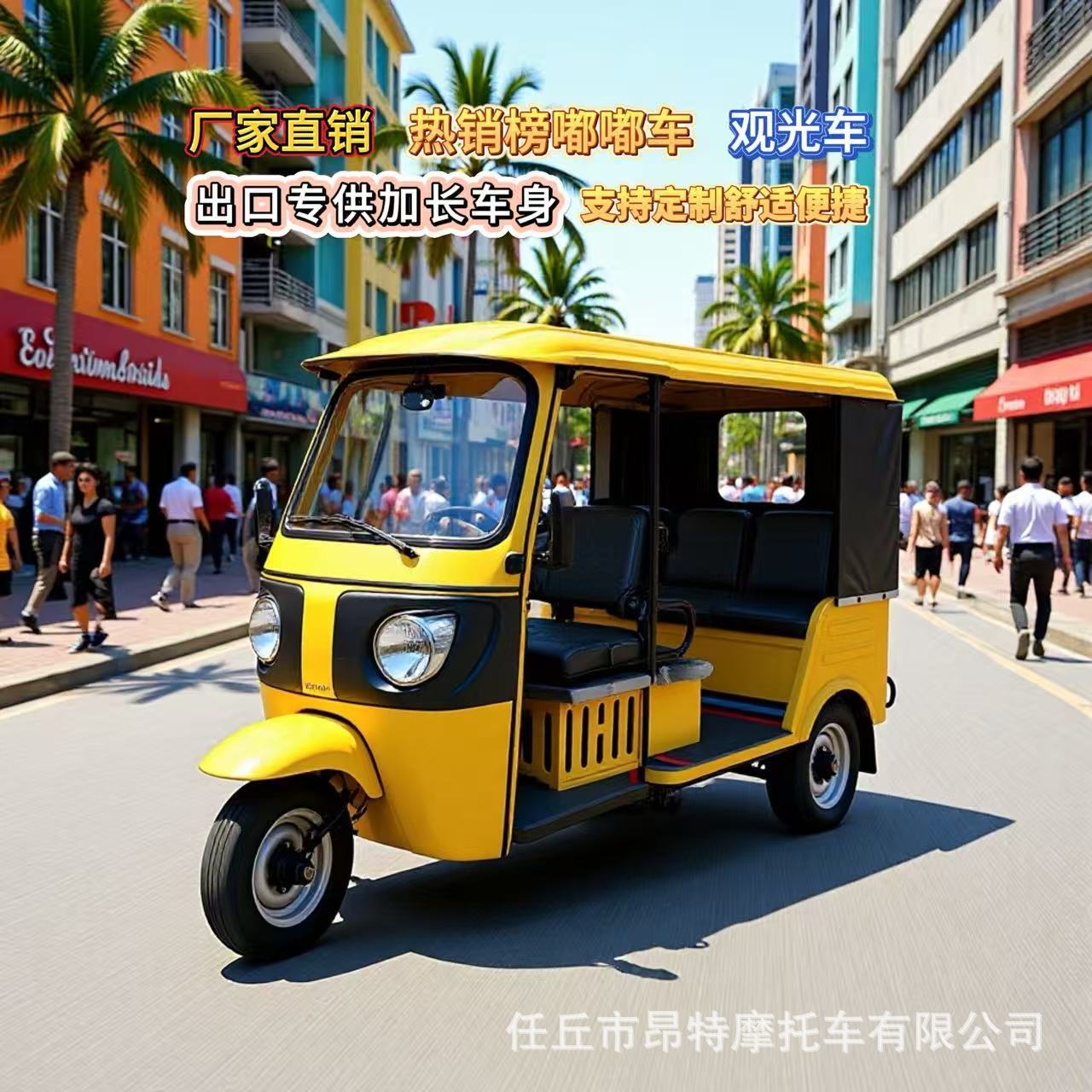 跨境出口城乡通勤突突车 游客代步嘟嘟车 Fuel-powered tuk-tuk