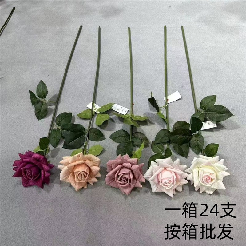 单支玫瑰仿真假花婚庆礼堂花排路引布景插O花艺商场陈列装饰花