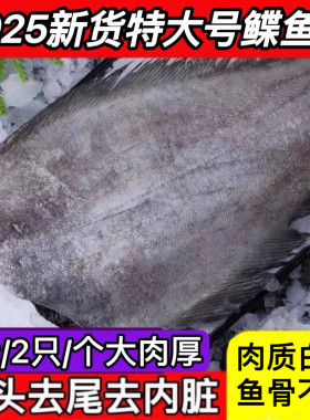 新鲜鲽鱼身鸦片鱼格陵兰大比目鱼冷冻整条深海碟鱼辅餐食海鲜水产