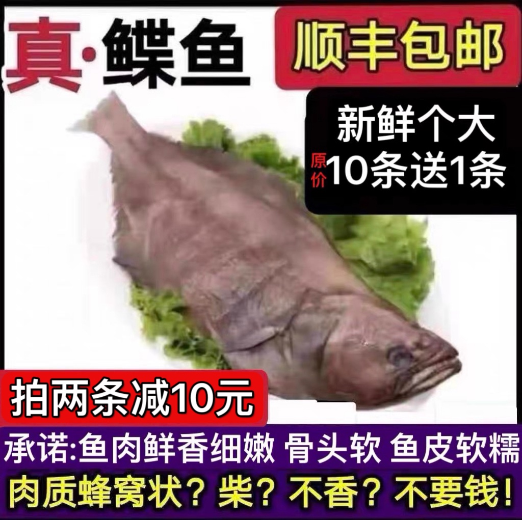 整条大鲽鱼1000g格陵兰比目鱼碟鱼头鲽鱼身新鲜不切备注