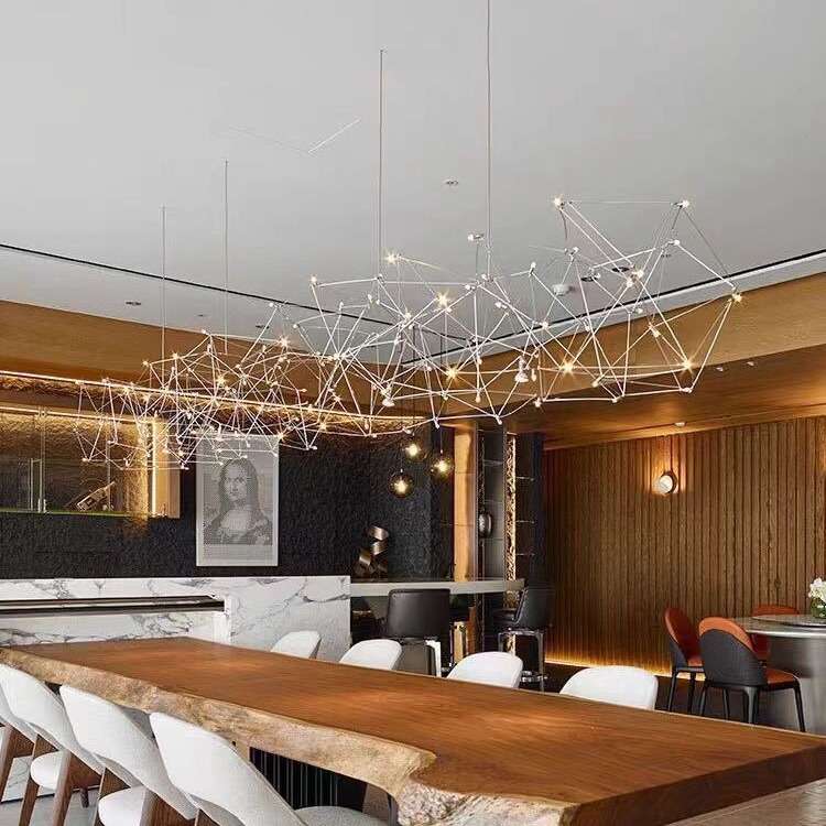 源头厂家餐厅轻奢后现代简约餐椅巴台光立方吊灯led灯可调光室内