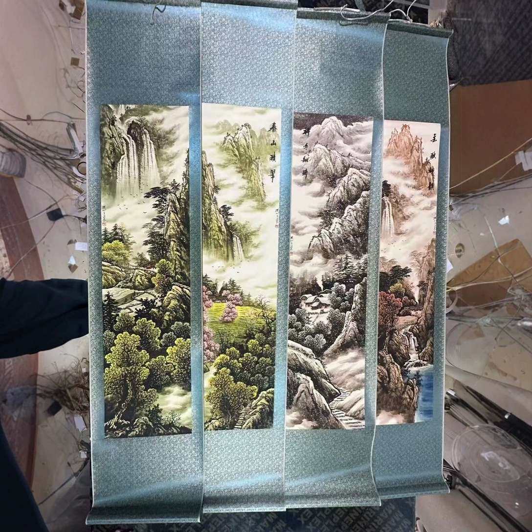 厂家 山水四美松涯逸士挂画字画中堂画挂画四条屏装饰品