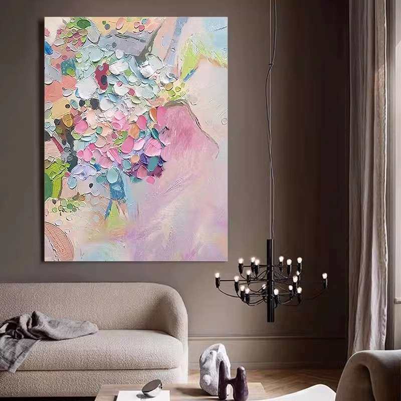 厚肌理抽象色块手绘油画客厅玄关装饰画立体画多巴胺大尺寸挂画