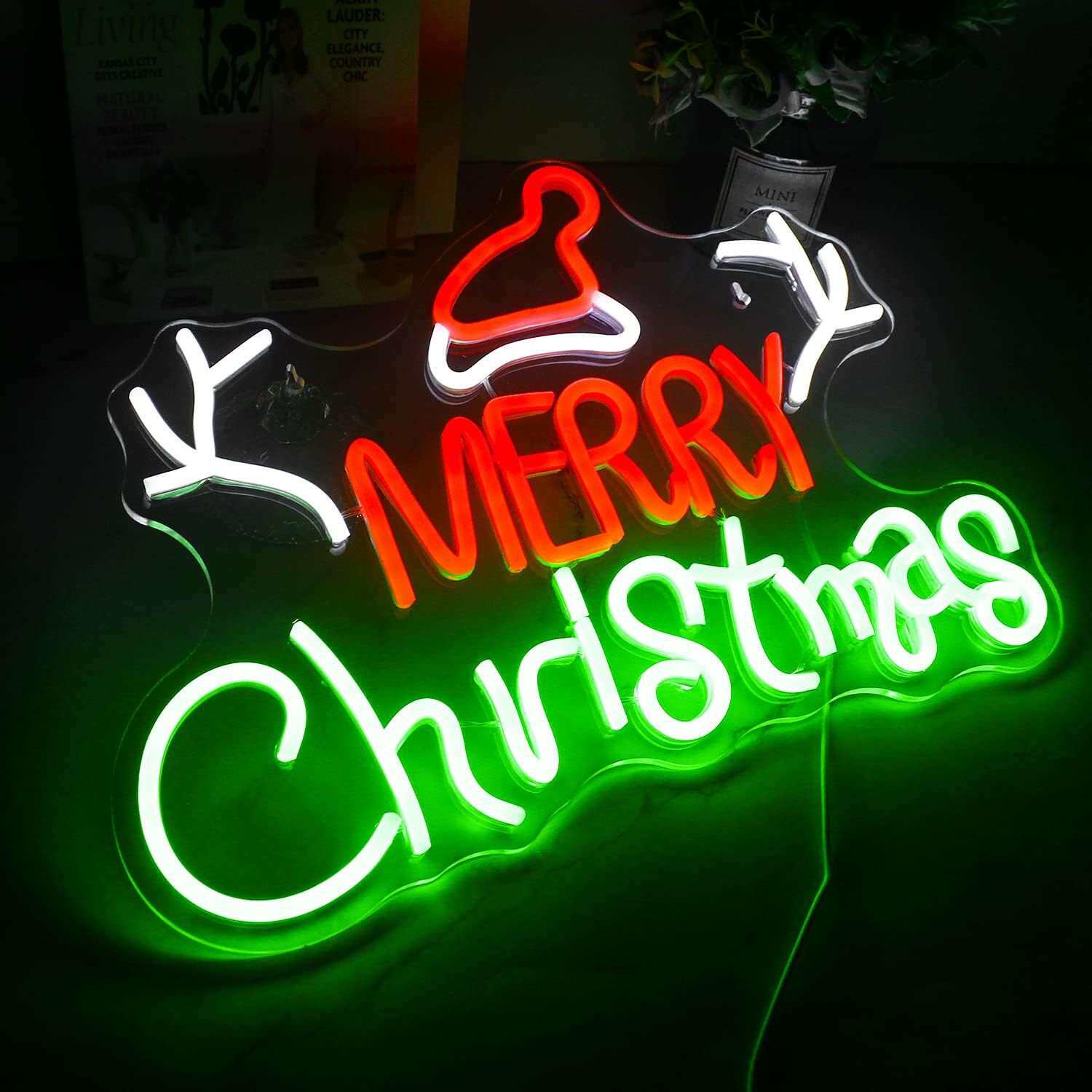 LED霓虹灯标志Merry Christmas圣诞节霓虹派对艺术墙壁装饰亚克力