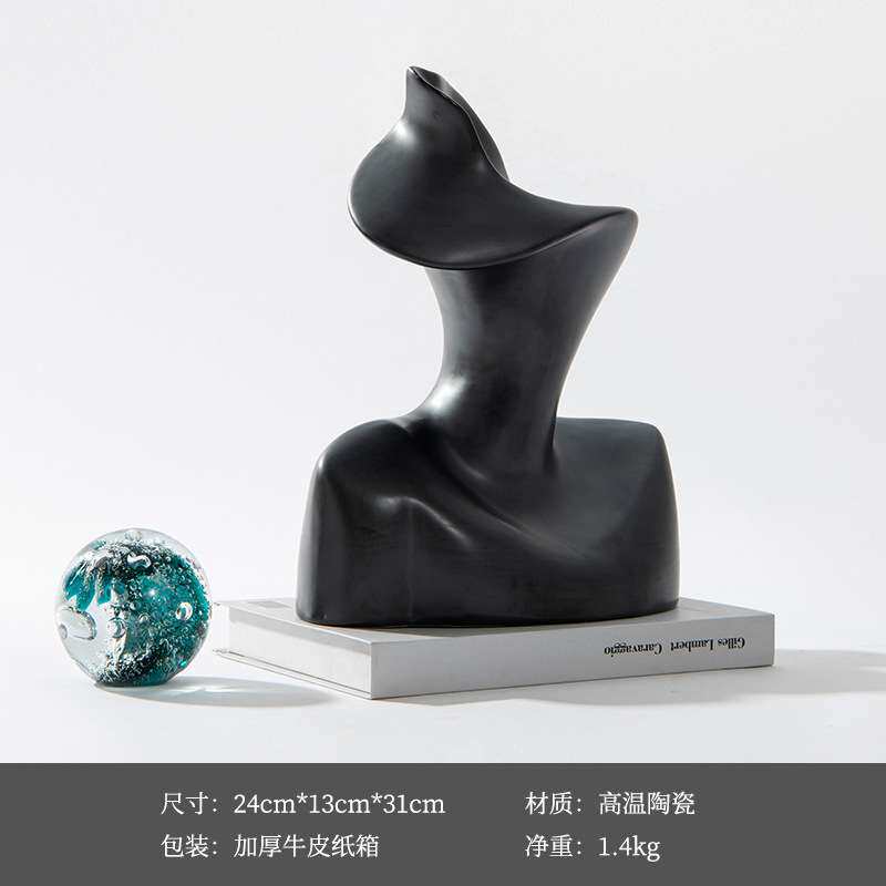 匠十三 现代简约黑白抽象艺术品人像工艺品书房橱窗柜子内装饰品
