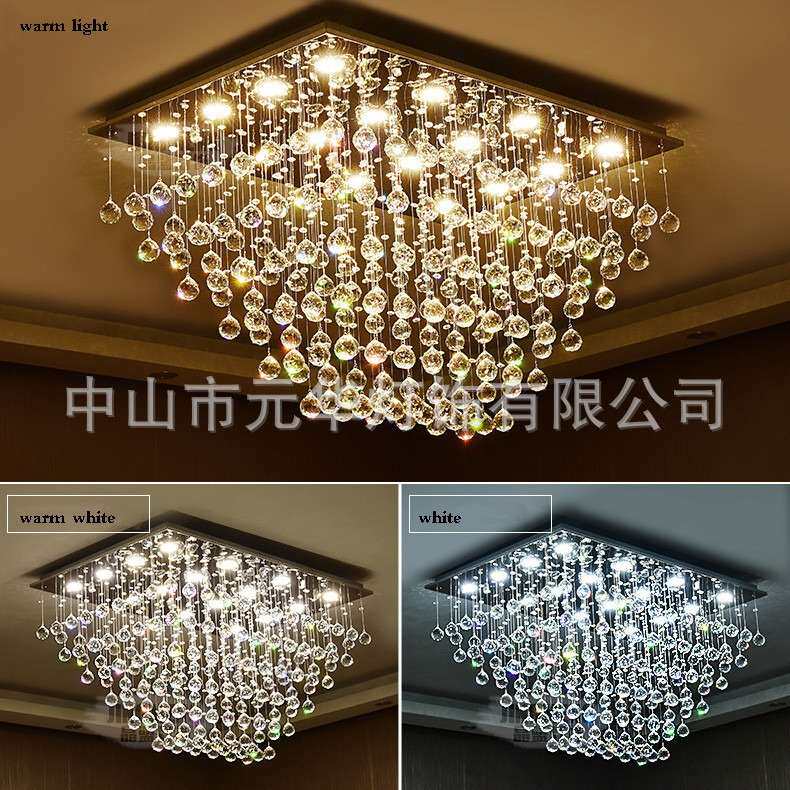 厂家直销长方形客厅灯水晶灯吸顶灯简约现代酒店大堂水晶灯