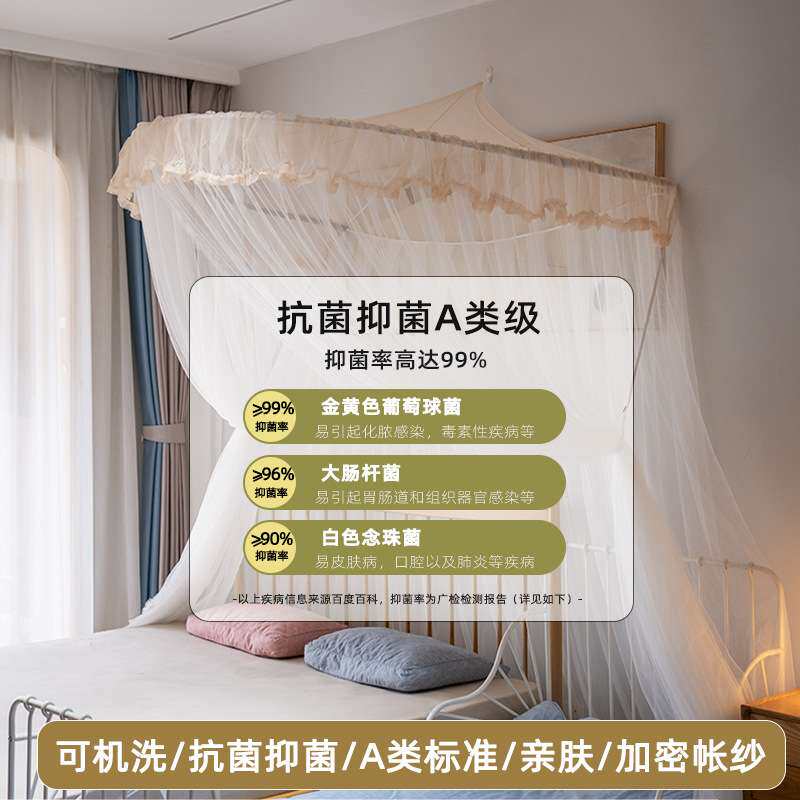 抗菌加大半圆顶吊挂蚊帐拼接床2025新款家用免安装公主风加宽超大