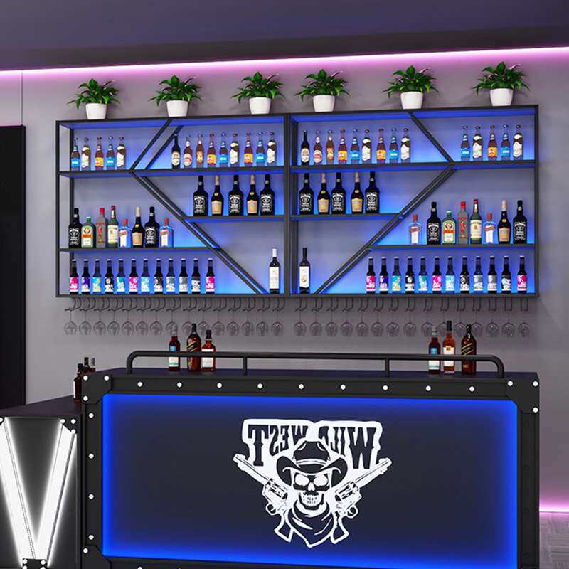 热卖壁挂式发光酒柜带灯红酒架 酒馆啤酒屋烧烤店灯光酒水展示架