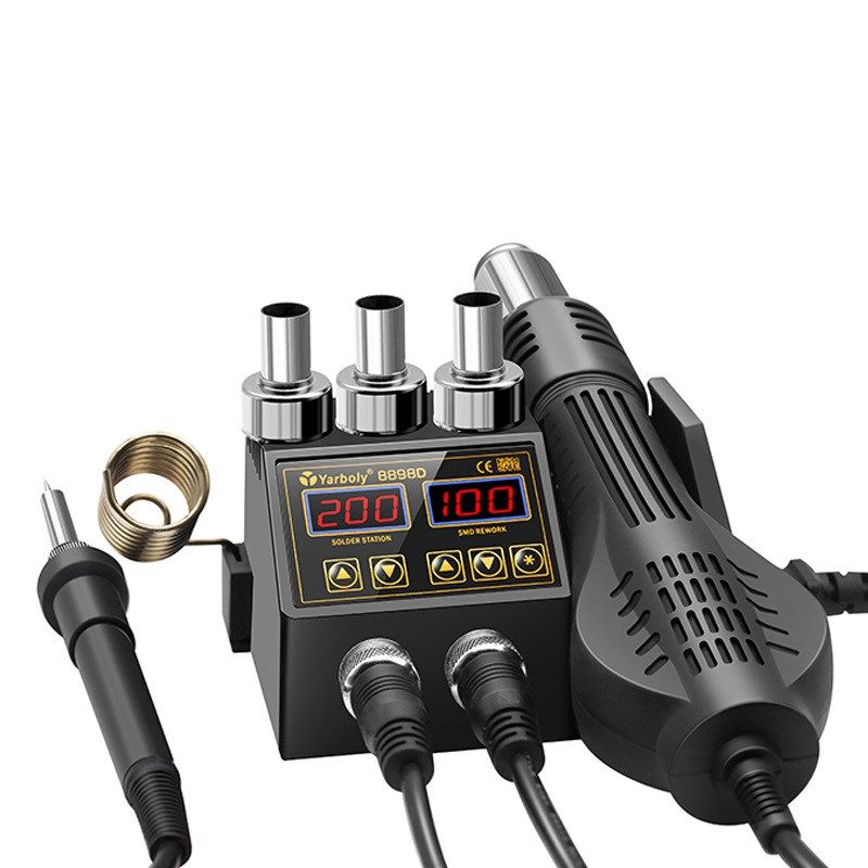 热风枪拆焊台110V 220V 700W双数显二合一可控温电烙铁焊台8898