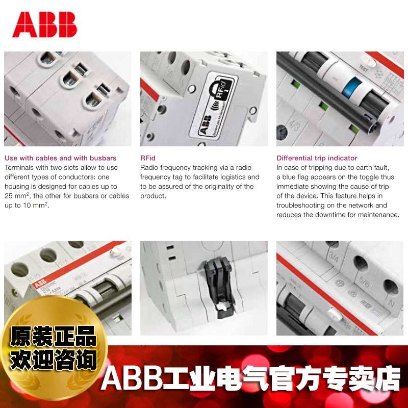 ABB电磁式剩余电流动作断路器DS203NC B6 AC30/10253304